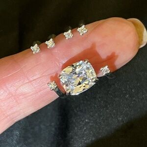 Elegant Silver cubic zirconia Women's cuff Ring